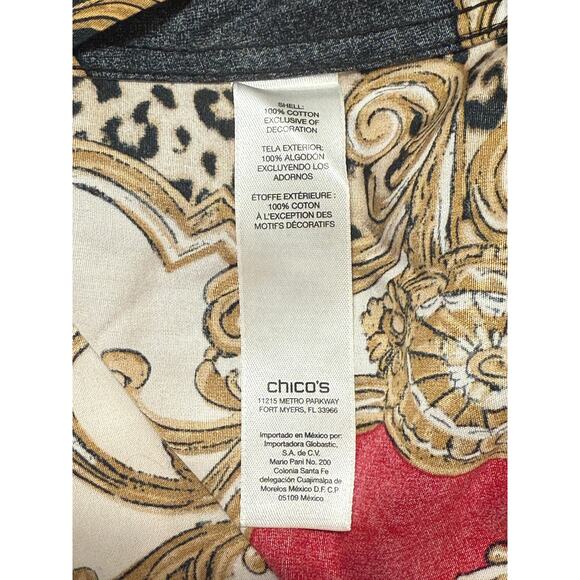 Chico's No-Iron Baroque & Leopard Print Blouse, Size 1 - Picture 6 of 6